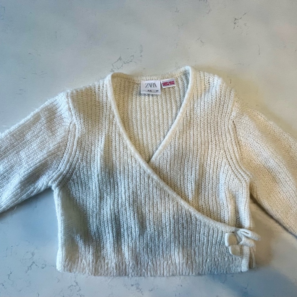 Zara toddler girls Cream Wrap Ballet Sweater